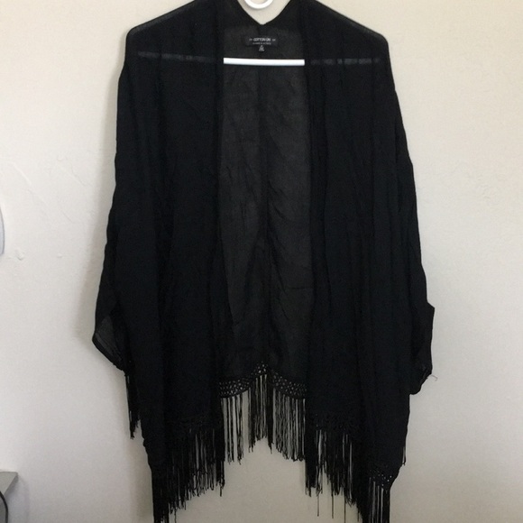 Cotton On Sweaters - Cotton On black fringe kimino/cardigan